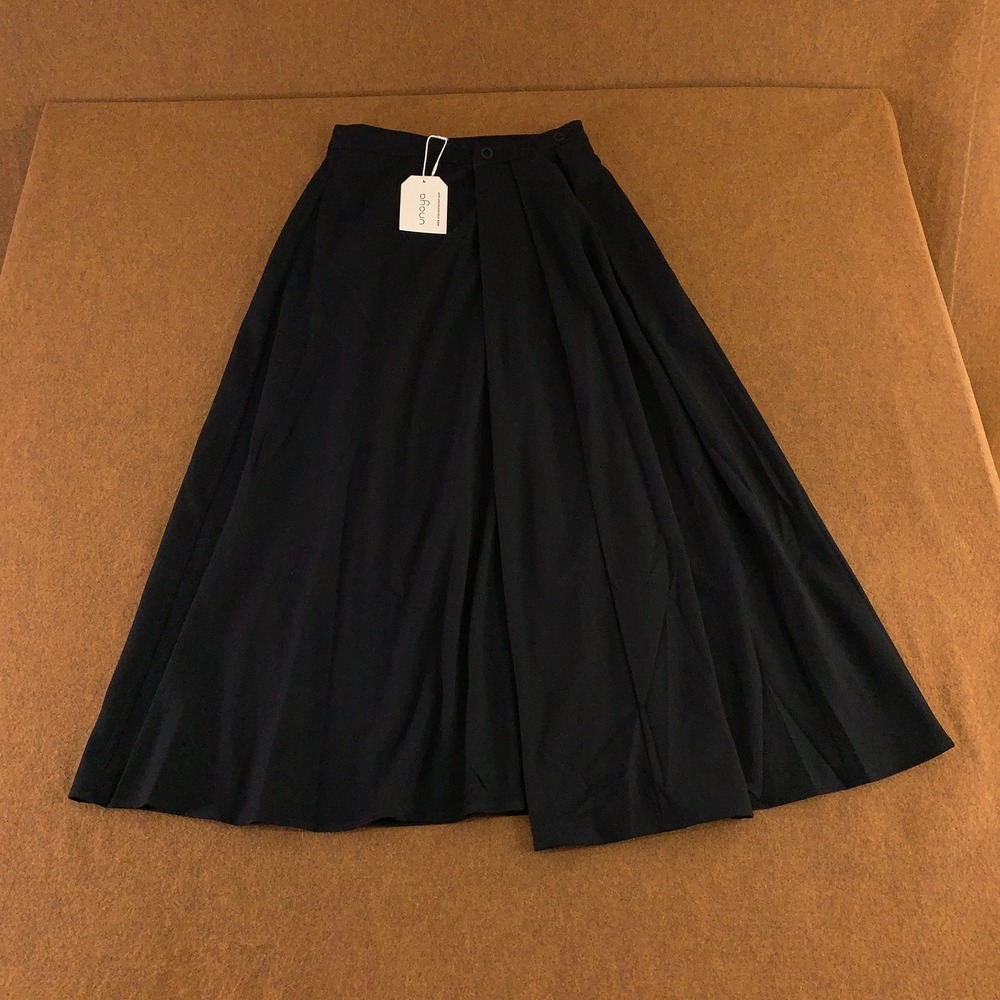 Unaya Womens X-Small Black Winter Stretch Classic Pleated Midi Karlie Skirt NWT